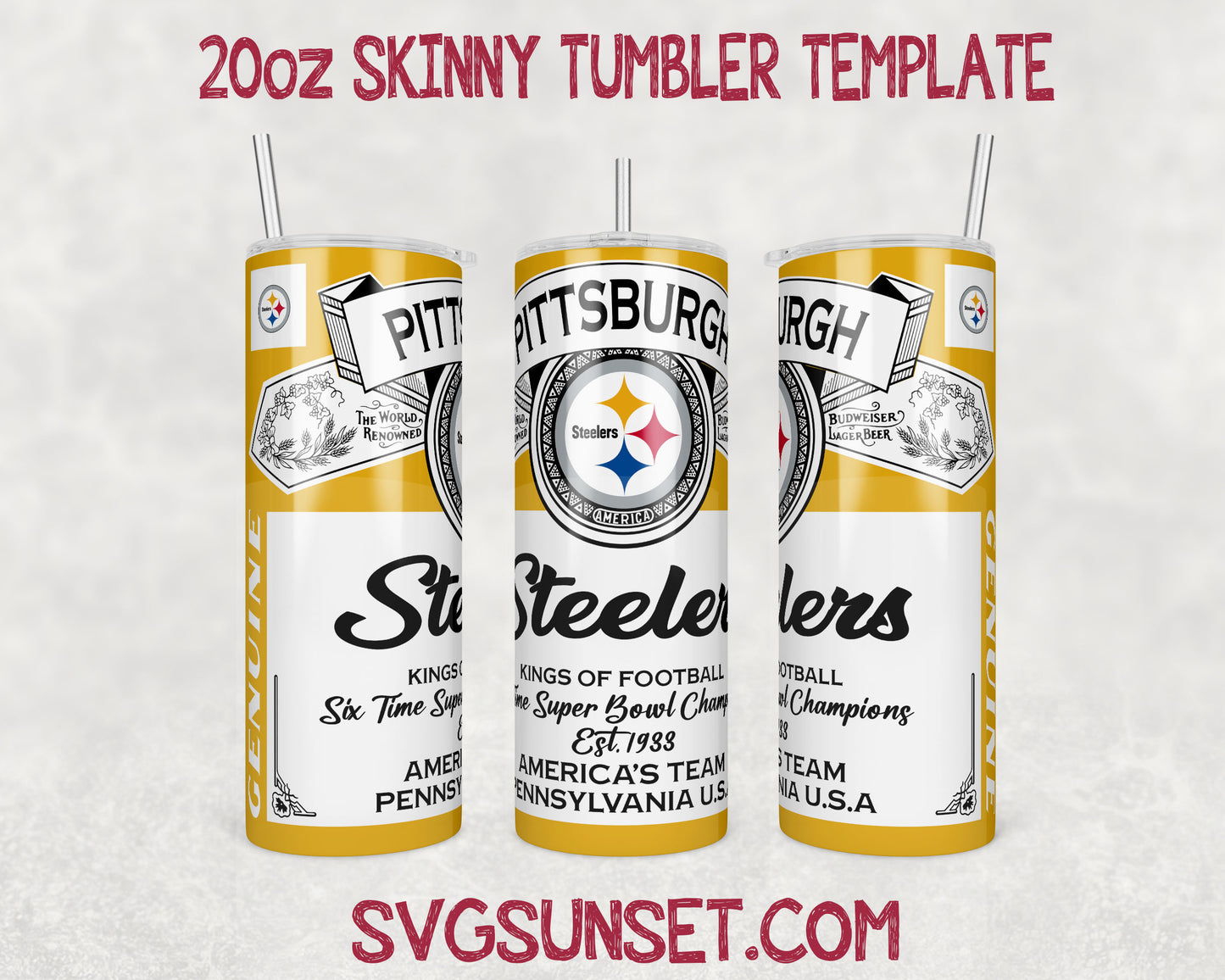 Pittsburgh Steelers Budweiser Tumbler Wrap PNG, Pittsburgh Steelers Tumbler Wrap