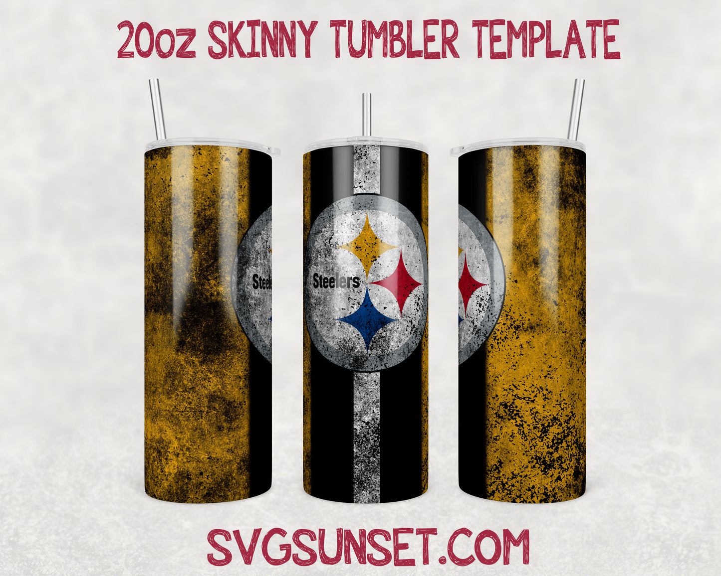 Pittsburgh Steelers Grunge Tumbler Wrap PNG, Pittsburgh Steelers Tumbler Wrap