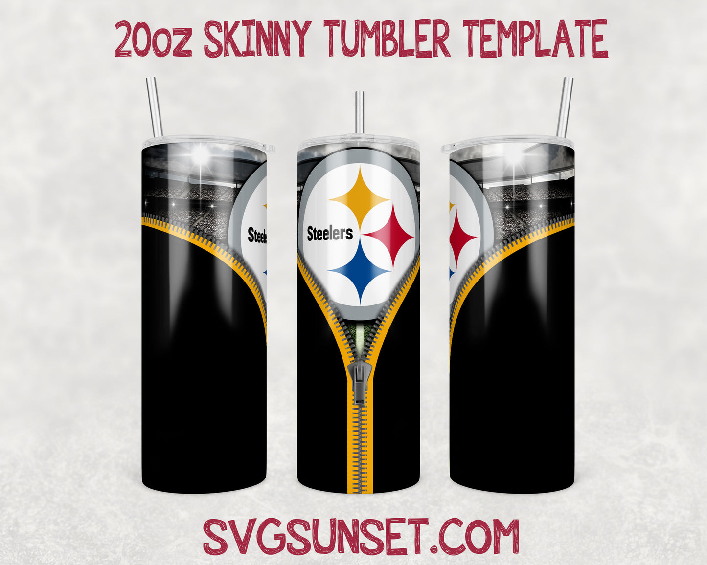 Pittsburgh Steelers Zipper Tumbler Wrap PNG, Pittsburgh Steelers Tumbler Wrap