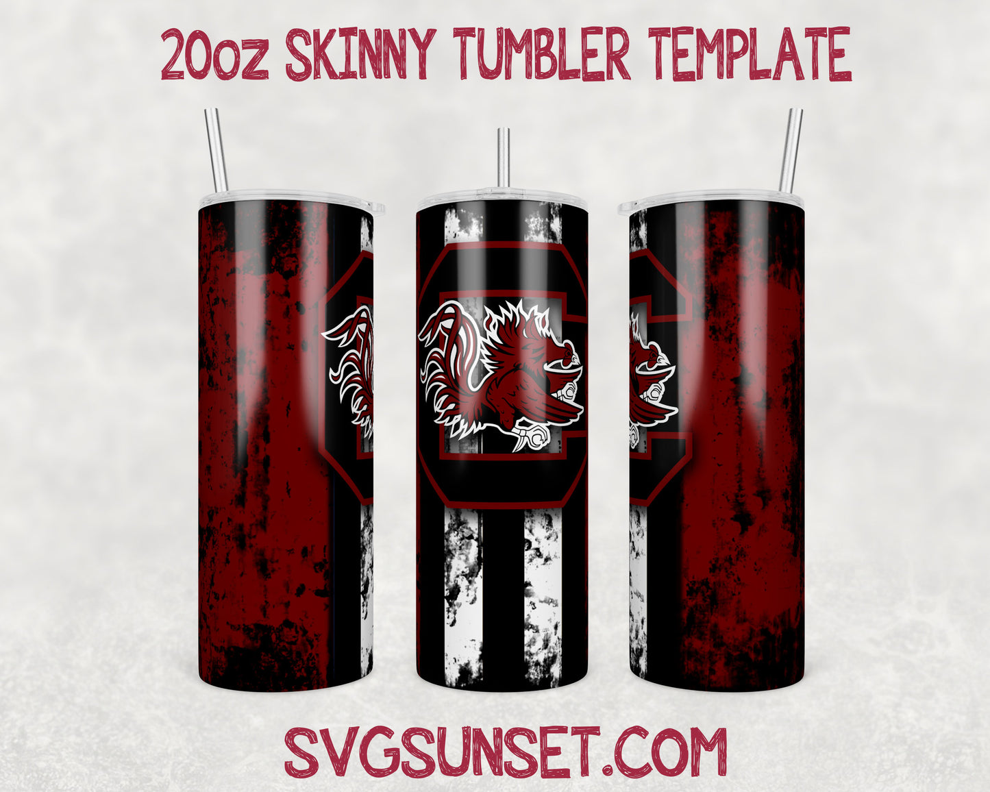 SC Gamecocks Grunge Tumbler Wrap PNG, SC Gamecocks Tumbler Wrap