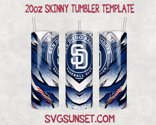 San Diego Padres Baseball 20oz Tumbler Wrap PNG, San Diego Padres Tumbler Wrap