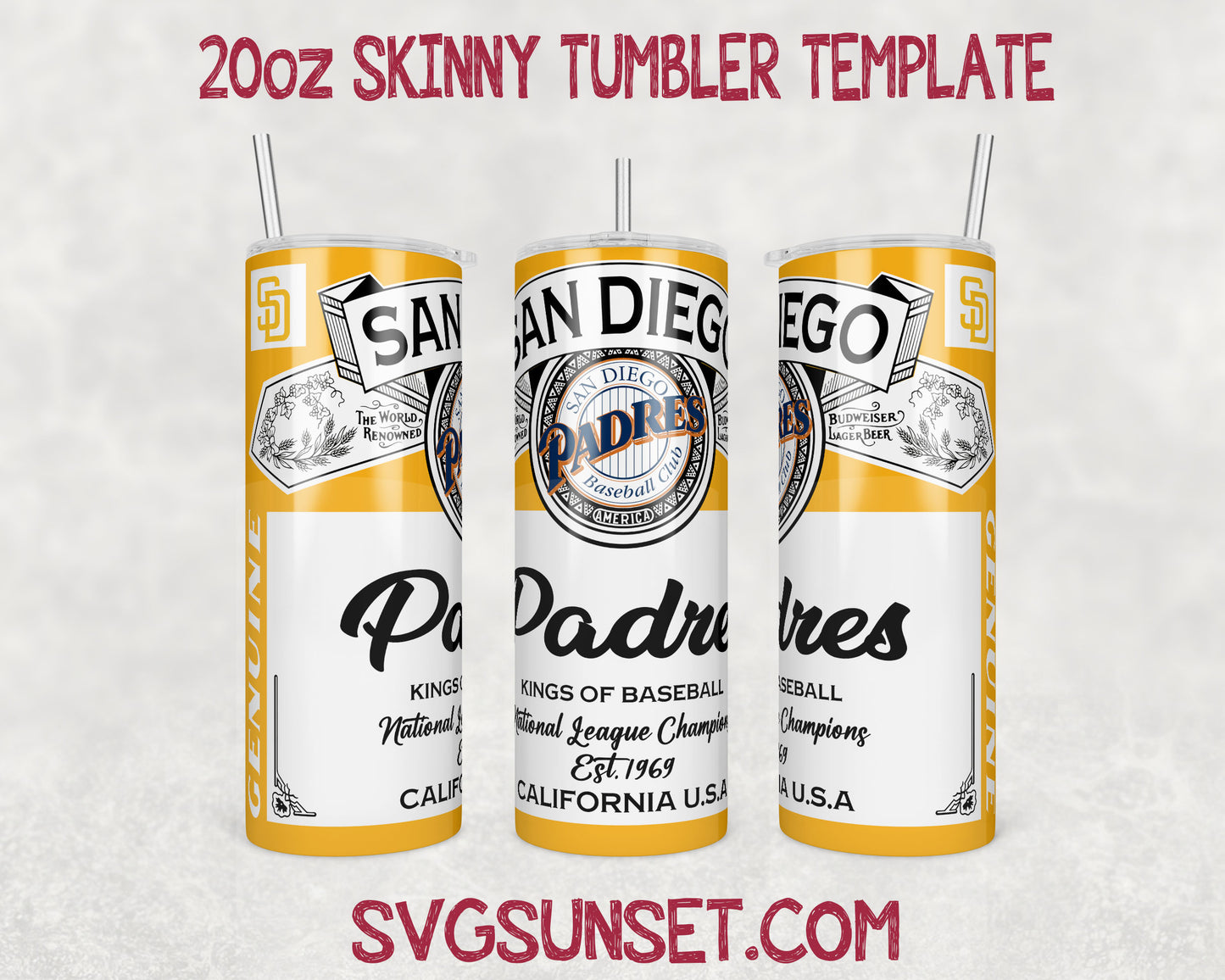 San Diego Padres Budweiser Tumbler Wrap PNG, San Diego Padres Tumbler Wrap