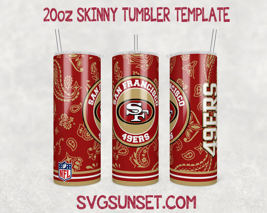 San Francisco 49ers Football Paisley Style Tumbler Wrap PNG, San Francisco 49ers Tumbler Wrap