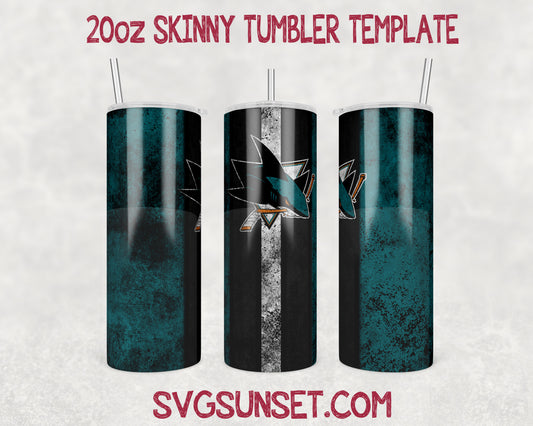 San Jose Sharks Grunge Tumbler Wrap PNG, San Jose Sharks Tumbler Wrap