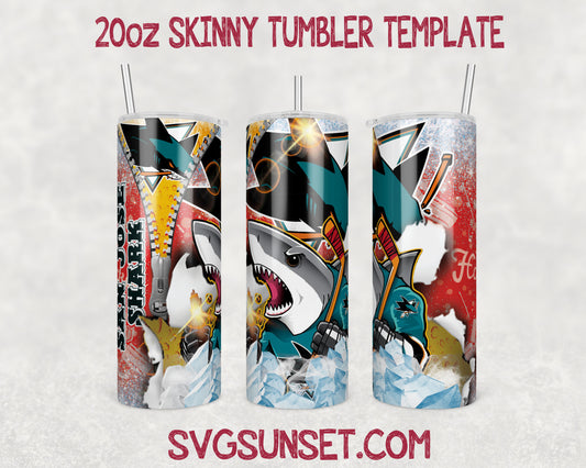 San Jose Sharks Zipper Tumbler Wrap PNG, San Jose Sharks Tumbler Wrap