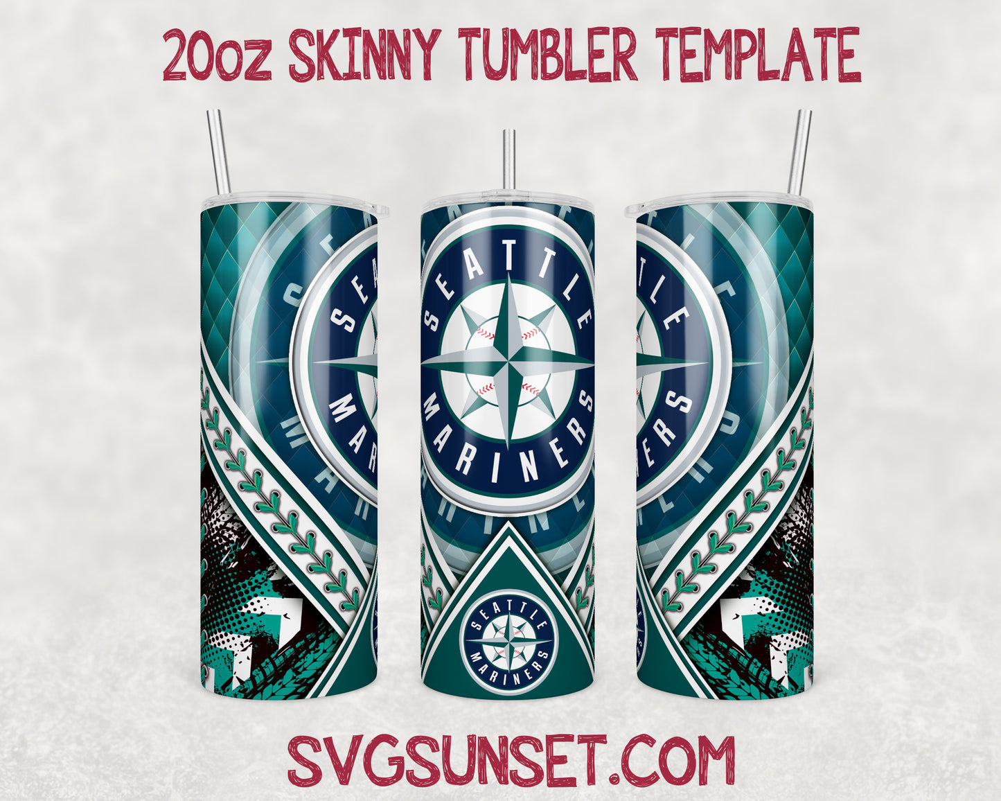 Seattle Mariners 20oz Tumbler Wrap PNG, Seattle Mariners Tumbler Wrap