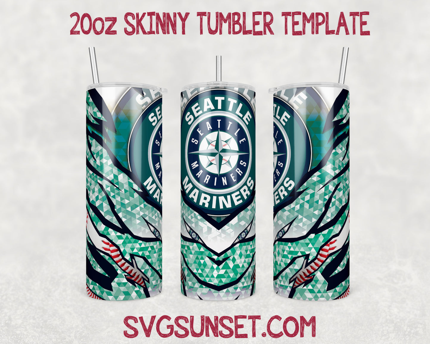 Seattle Mariners Baseball 20oz Tumbler Wrap PNG, Seattle Mariners Tumbler Wrap