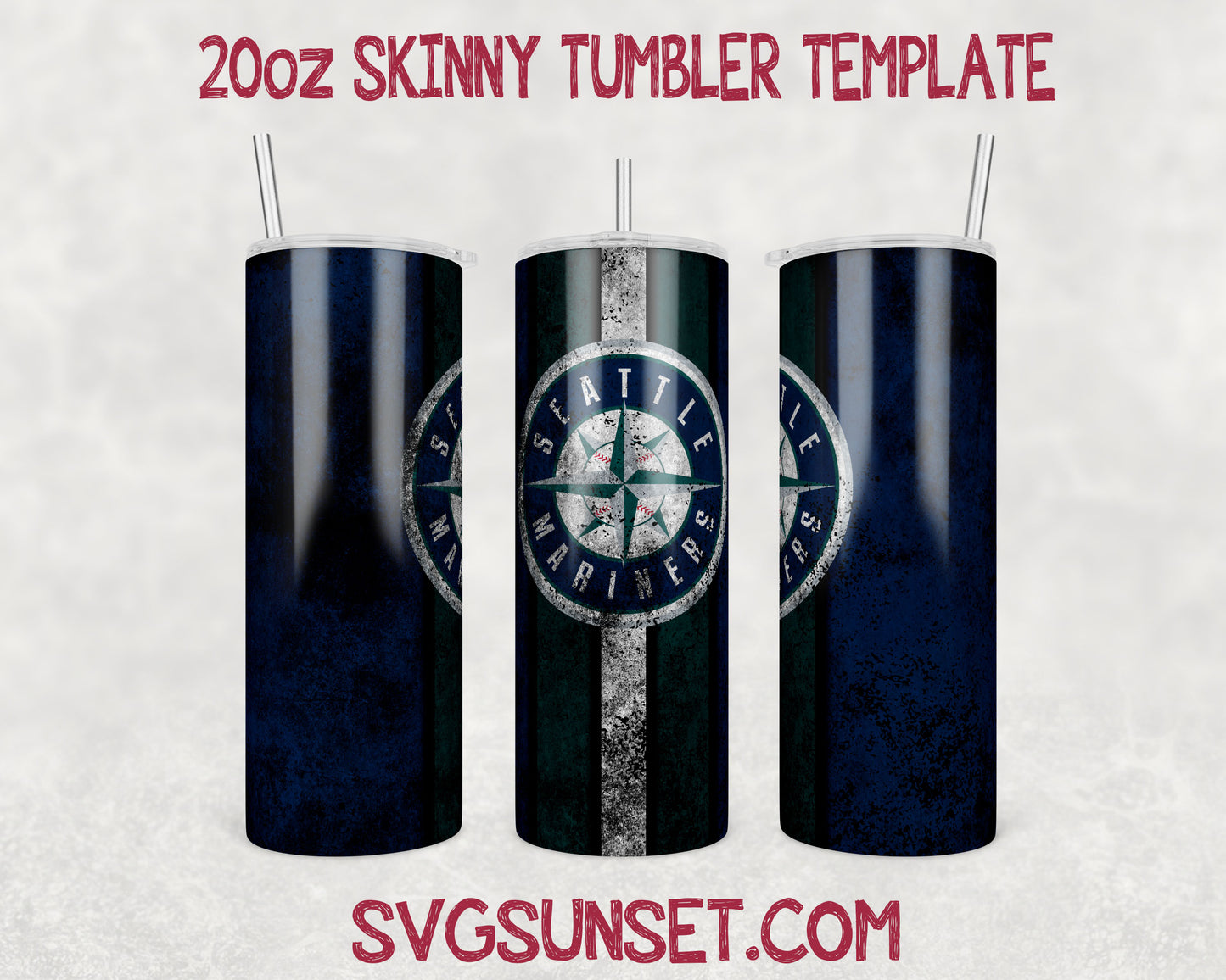 Seattle Mariners Grunge Tumbler Wrap PNG, Seattle Mariners Tumbler Wrap