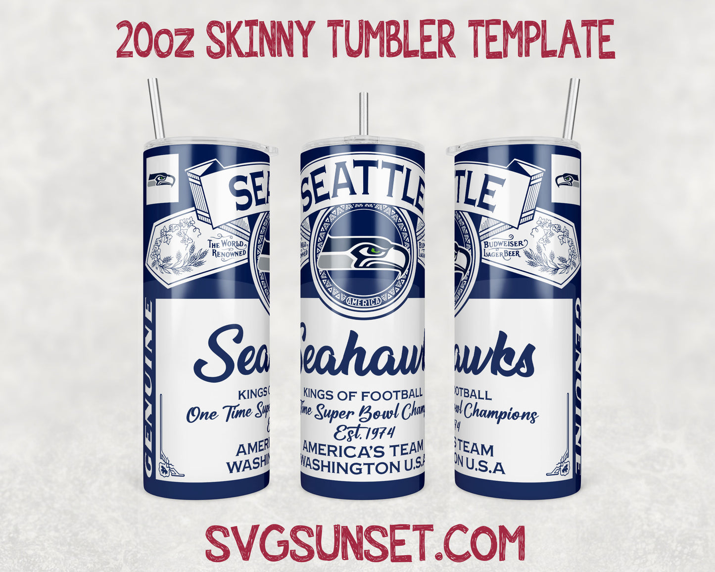 Seattle Seahawks Budweiser Tumbler Wrap PNG, Seattle Seahawks Tumbler Wrap