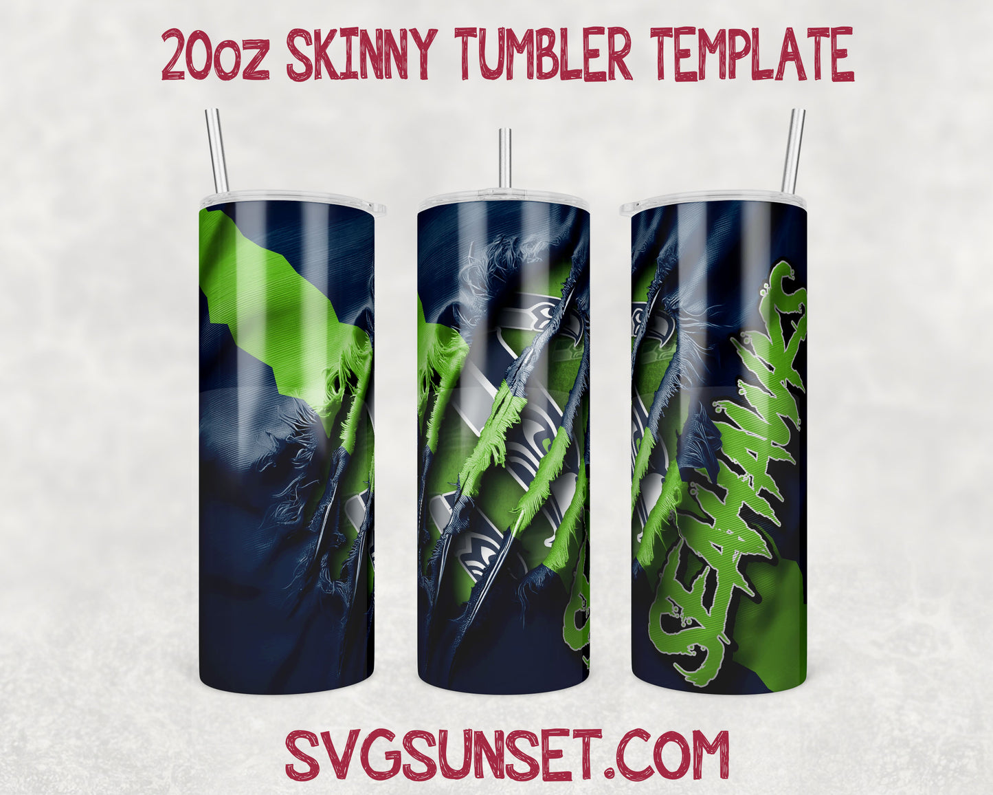 Seattle Seahawks Fabric Ripped Claw Tumbler Wrap PNG, Seattle Seahawks Tumbler Wrap