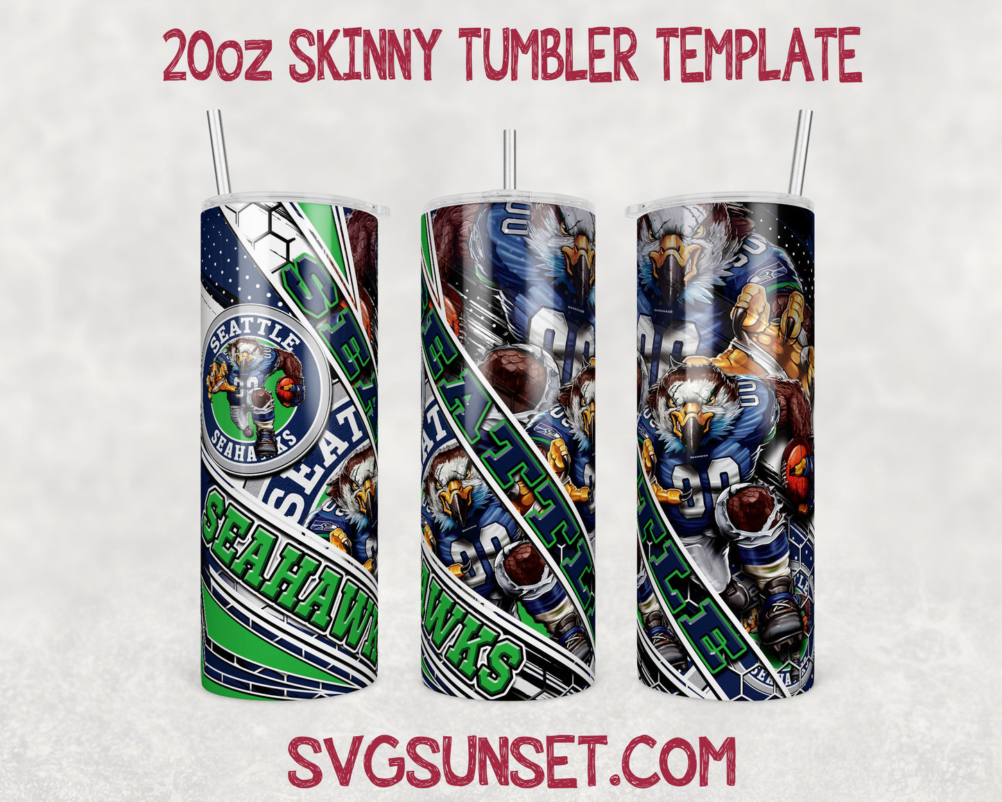 Seattle Seahawks Mascot Tumbler Wrap PNG, Seattle Seahawks Tumbler Wrap