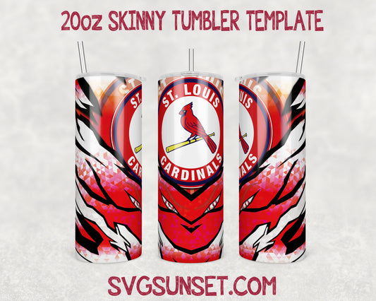 St. Louis Cardinals Baseball 20oz Tumbler Wrap PNG, St. Louis Cardinals Tumbler Wrap