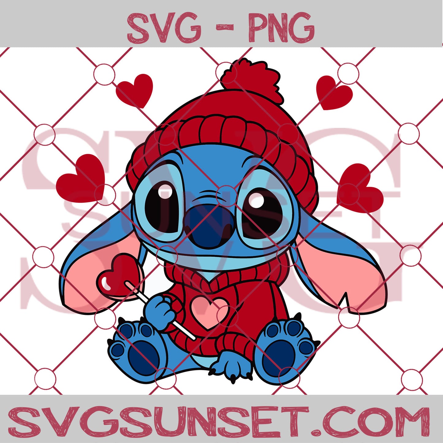 Stitch Candy Heart Valentine SVG, Valentine Day Svg