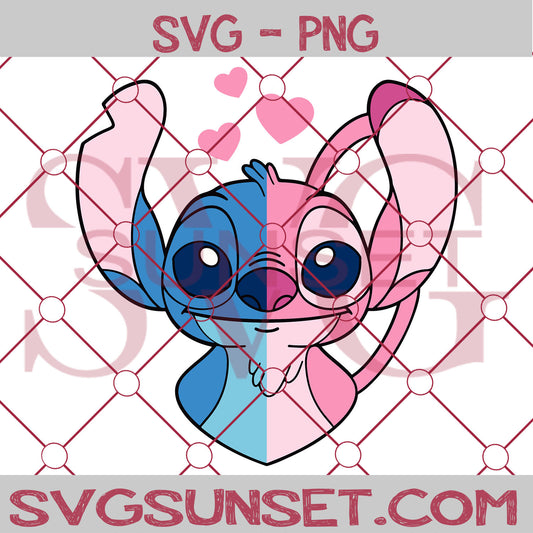 Stitch Angel Couple Valentine SVg, Stitch Valentine Svg