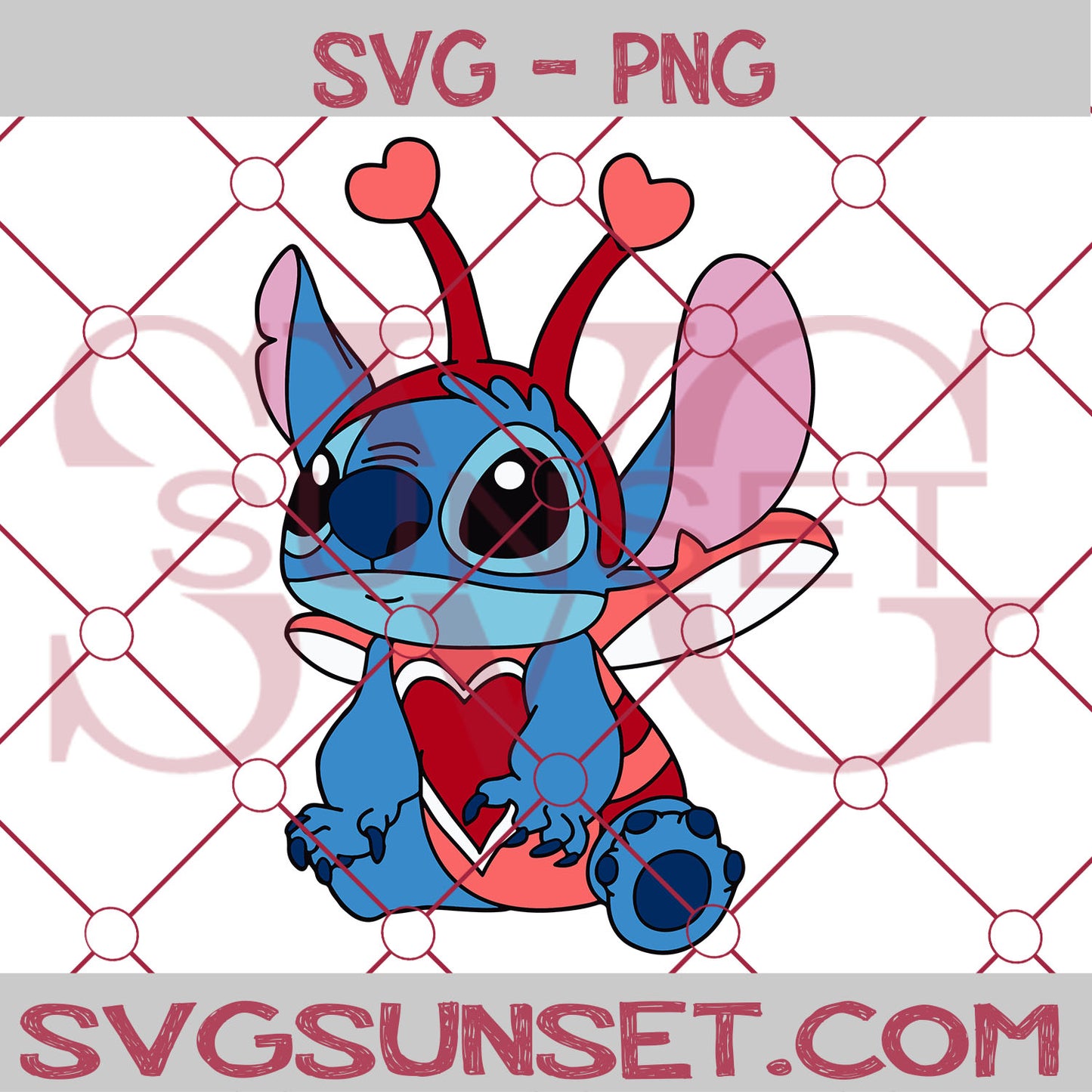 Stitch Ladybug Valentine SVG, Valentine Day Svg