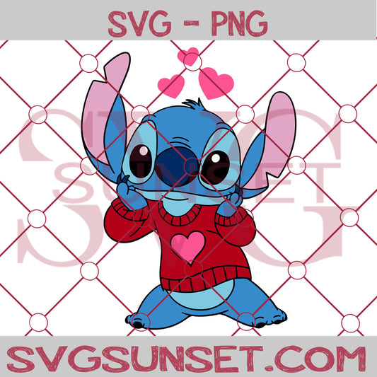 Stitch Love Valentine SVG, Valentine Day Svg