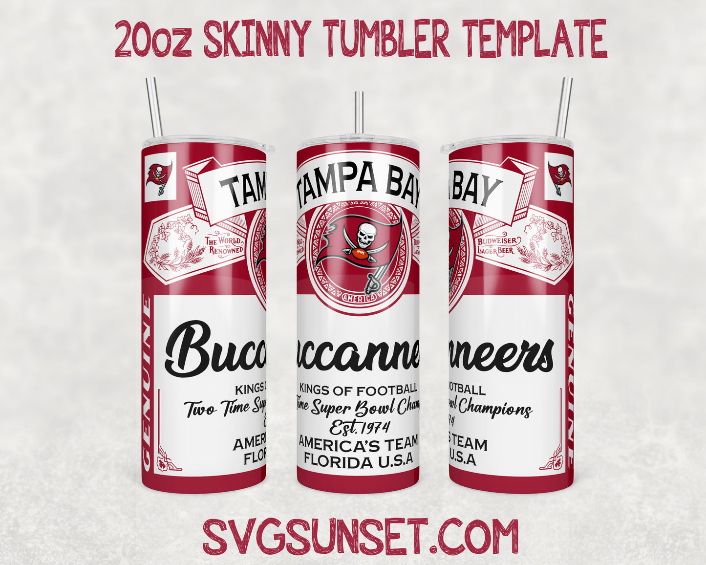 Tampa Bay Buccaneers Budweiser Tumbler Wrap PNG, Tampa Bay Buccaneers Tumbler Wrap