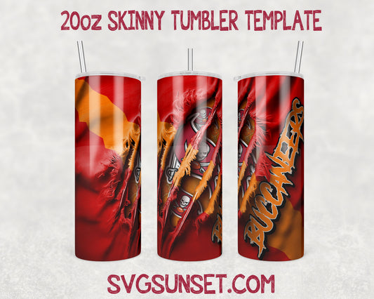 Tampa Bay Buccaneers Fabric Ripped Claw Tumbler Wrap PNG, Tampa Bay Buccaneers Tumbler Wrap