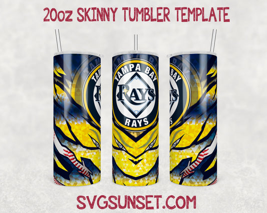 Tampa Bay Rays Baseball 20oz Tumbler Wrap PNG, Tampa Bay Rays Tumbler Wrap