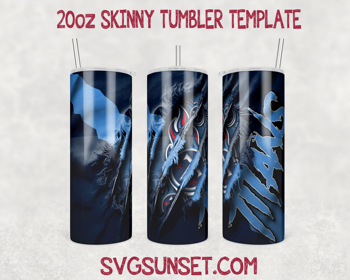 Tennessee Titans Fabric Ripped Claw Tumbler Wrap PNG, Tennessee Titans Tumbler Wrap