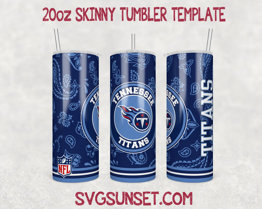 Tennessee Titans Football Paisley Style Tumbler Wrap PNG, Tennessee Titans Tumbler Wrap