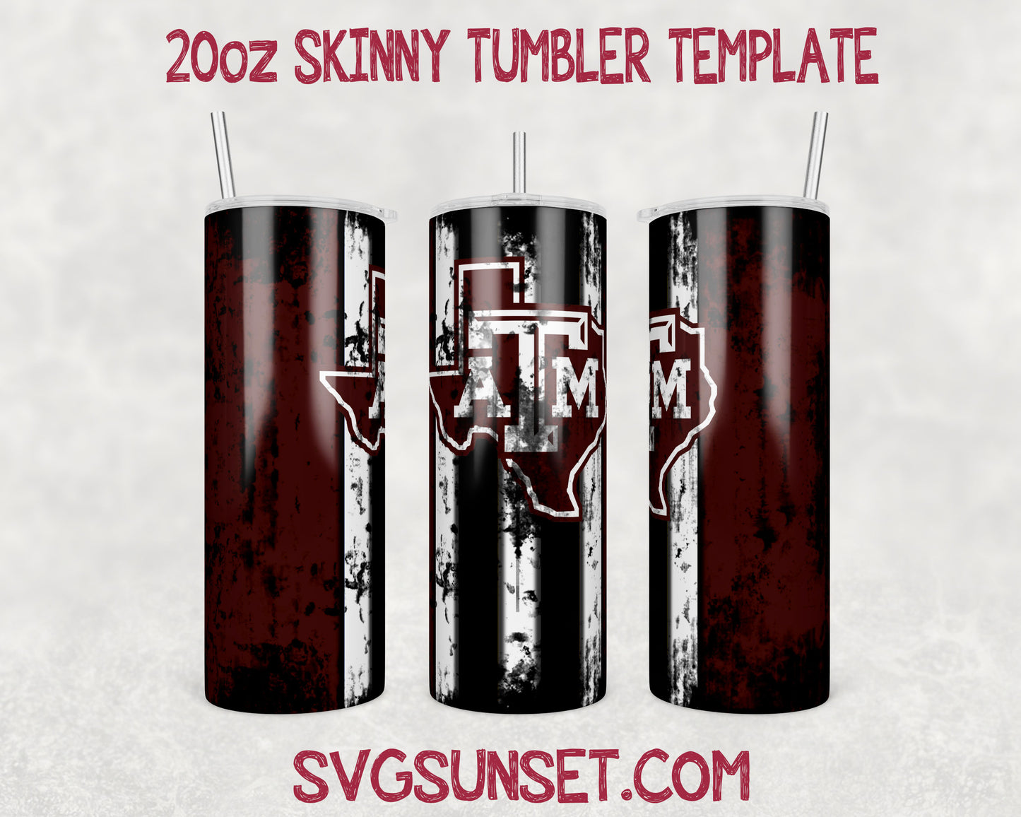 Texas A&M Aggies Grunge Tumbler Wrap PNG, Texas A&M Aggies Tumbler Wrap