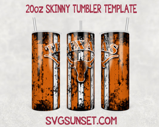 Texas Longhorns Grunge Tumbler Wrap PNG, Texas Longhorns Tumbler Wrap