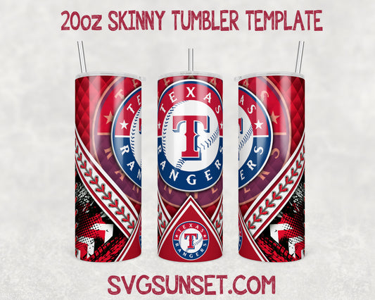 Texas Rangers 20oz Tumbler Wrap PNG, Texas Rangers Tumbler Wrap