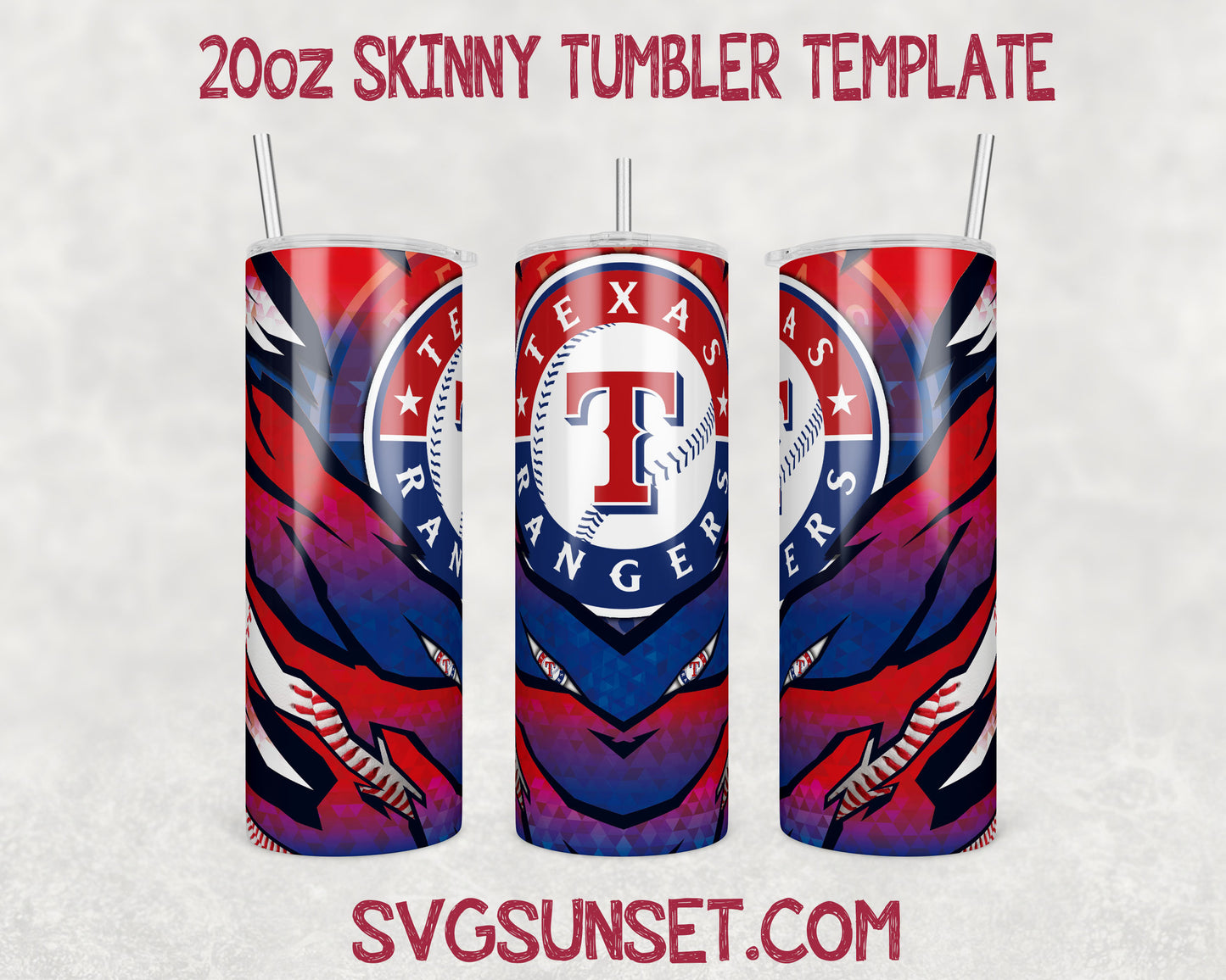 Texas Rangers Baseball 20oz Tumbler Wrap PNG, Texas Rangers Tumbler Wrap