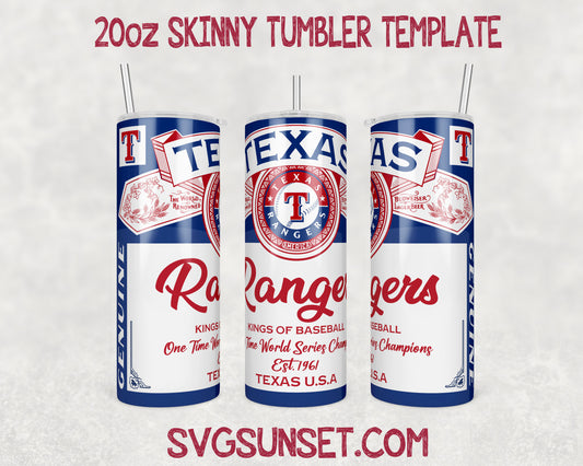 Texas Rangers Budweiser Tumbler Wrap PNG, Texas Rangers Tumbler Wrap