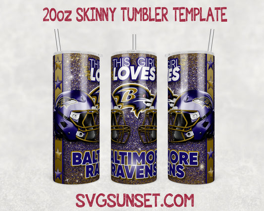 This Girl Loves Baltimore Ravens 20oz Tumbler Wrap PNG, Baltimore Ravens 20oz Tumbler Wrap