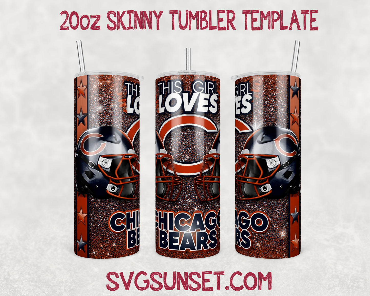 This Girl Loves Chicago Bears 20oz Tumbler Wrap PNG, Chicago Bears 20oz Tumbler Wrap