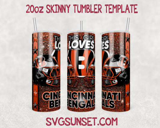 This Girl Loves Cincinnati Bengals 20oz Tumbler Wrap PNG, Cincinnati Bengals 20oz Tumbler Wrap