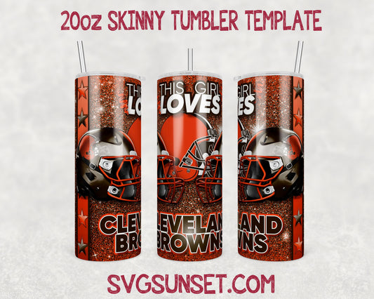 This Girl Loves Cleveland Browns 20oz Tumbler Wrap PNG, Cleveland Browns 20oz Tumbler Wrap