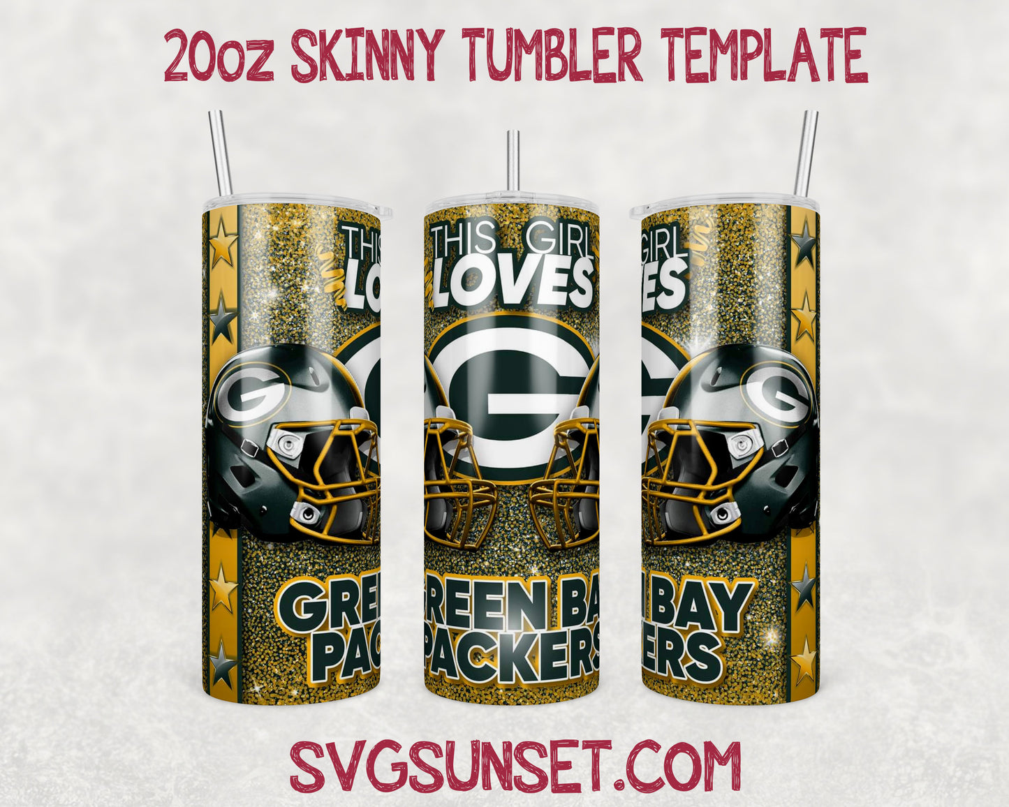 This Girl Loves Green Bay Packers 20oz Tumbler Wrap PNG, Green Bay Packers 20oz Tumbler Wrap