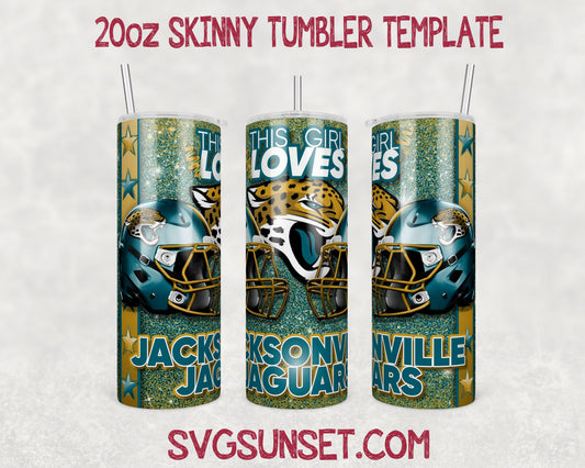 This Girl Loves Jacksonville Jaguars 20oz Tumbler Wrap PNG, Jacksonville Jaguars 20oz Tumbler Wrap