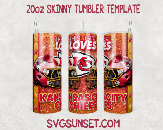 This Girl Loves Kansas city Chiefs 20oz Tumbler Wrap PNG, Kansas city Chiefs 20oz Tumbler Wrap