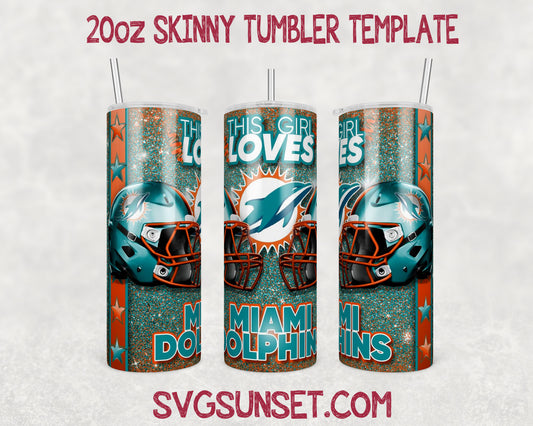 This Girl Loves Miami Dolphins 20oz Tumbler Wrap PNG, Miami Dolphins 20oz Tumbler Wrap