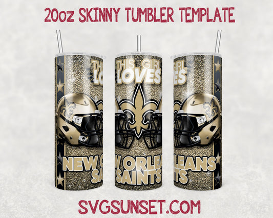 This Girl Loves New Orleans Saints 20oz Tumbler Wrap PNG, New Orleans Saints 20oz Tumbler Wrap