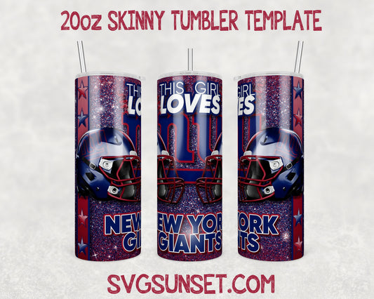 This Girl Loves New York Giants 20oz Tumbler Wrap PNG, New York Giants 20oz Tumbler Wrap