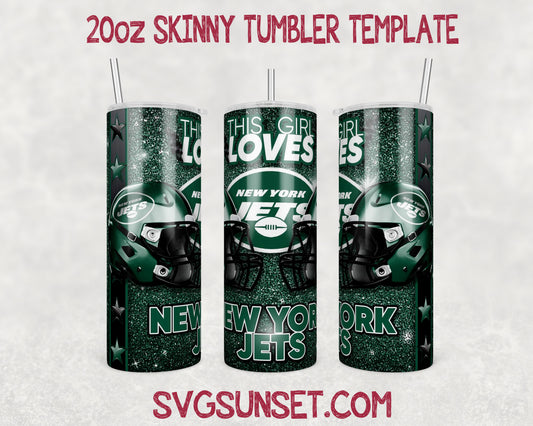 This Girl Loves New York Jets 20oz Tumbler Wrap PNG, New York Jets 20oz Tumbler Wrap