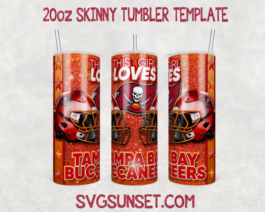 This Girl Loves Tampa Bay Buccaneers 20oz Tumbler Wrap PNG, Tampa Bay Buccaneers 20oz Tumbler Wrap