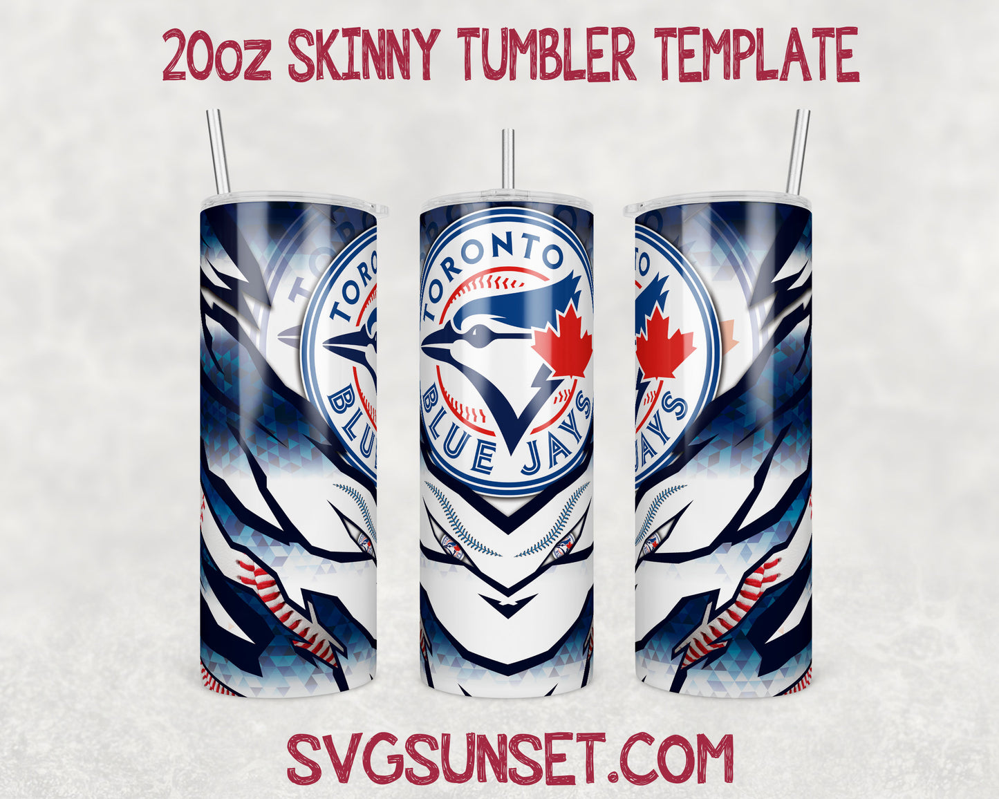 Toronto Blue Jays Baseball 20oz Tumbler Wrap PNG, Toronto Blue Jays Tumbler Wrap