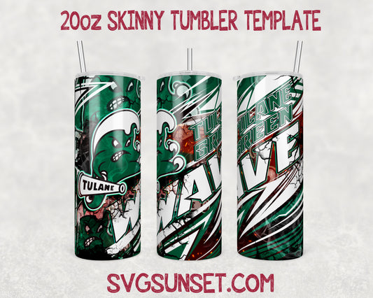 Tulane Green Wave Tumbler Wrap PNG, Tulane Green Wave Tumbler Wrap