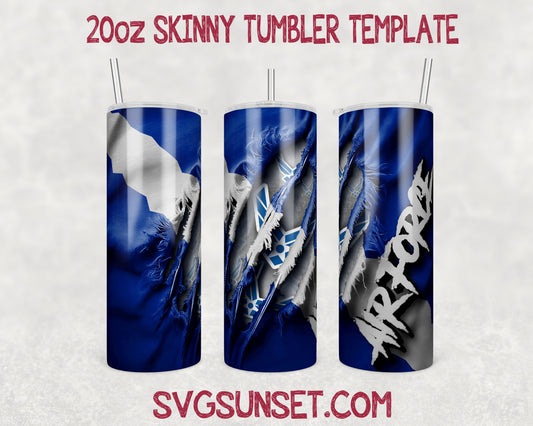 US Air Force Fabric Claw Ripped Tumbler Wrap PNG, US Air Force Tumbler Wrap