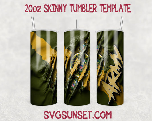 US Army Fabric Claw Ripped Tumbler Wrap PNG, US Army Tumbler Wrap