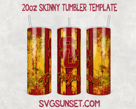 USC Trojans Grunge Tumbler Wrap PNG, USC Trojans Tumbler Wrap