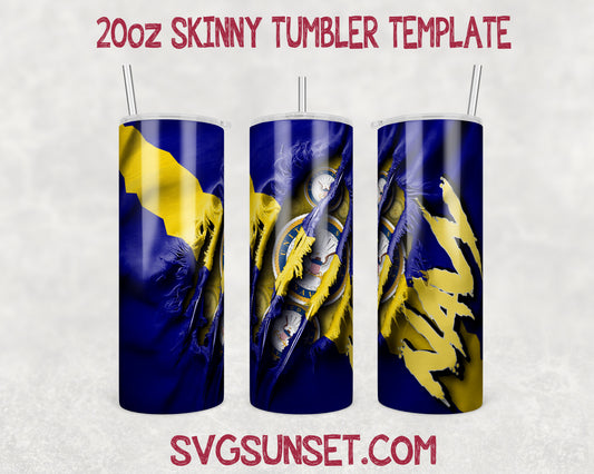 US Navy Fabric Claw Ripped Tumbler Wrap PNG, US Navy Tumbler Wrap