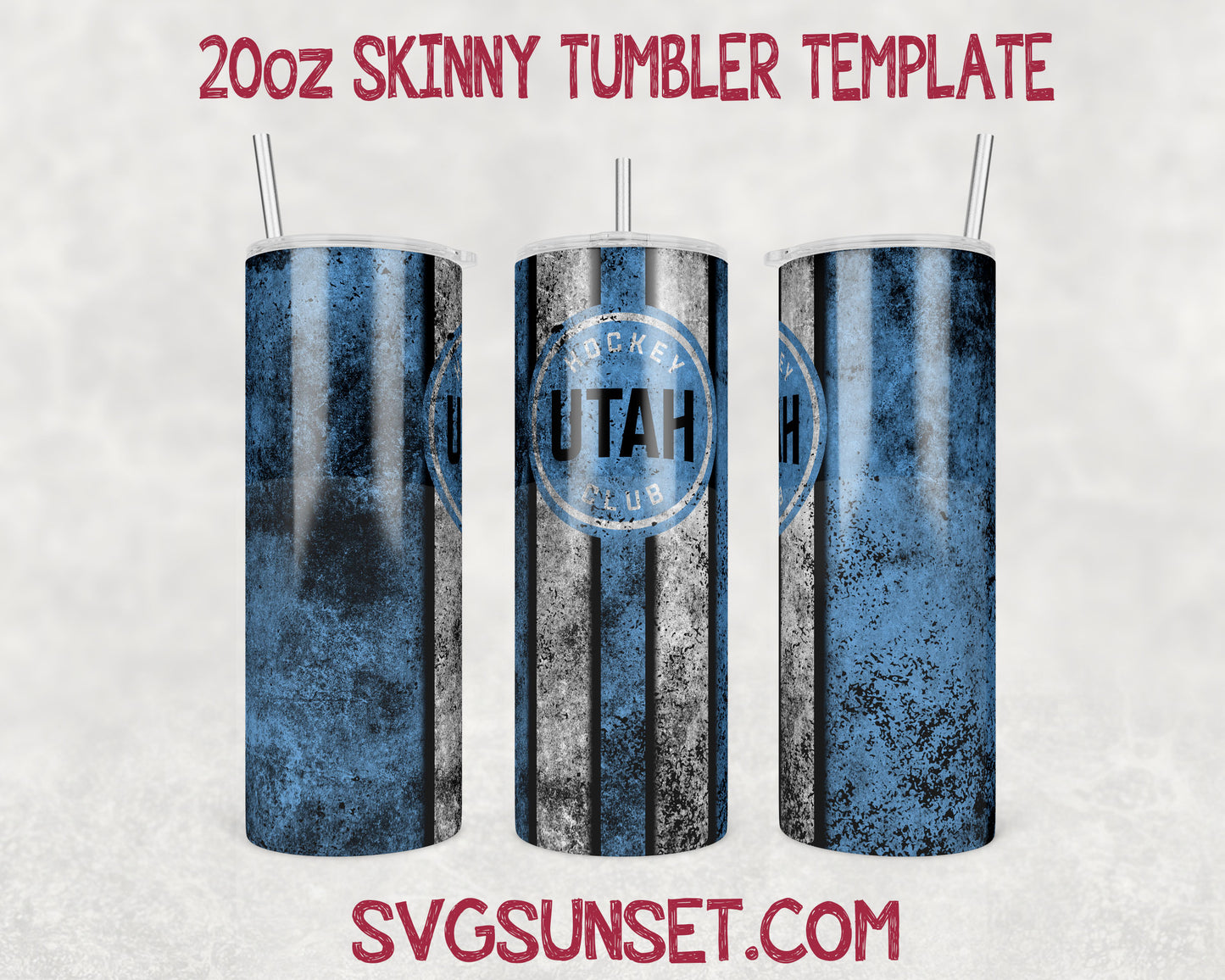 Utah Hockey Club Grunge Tumbler Wrap PNG, Utah Hockey Club Tumbler Wrap