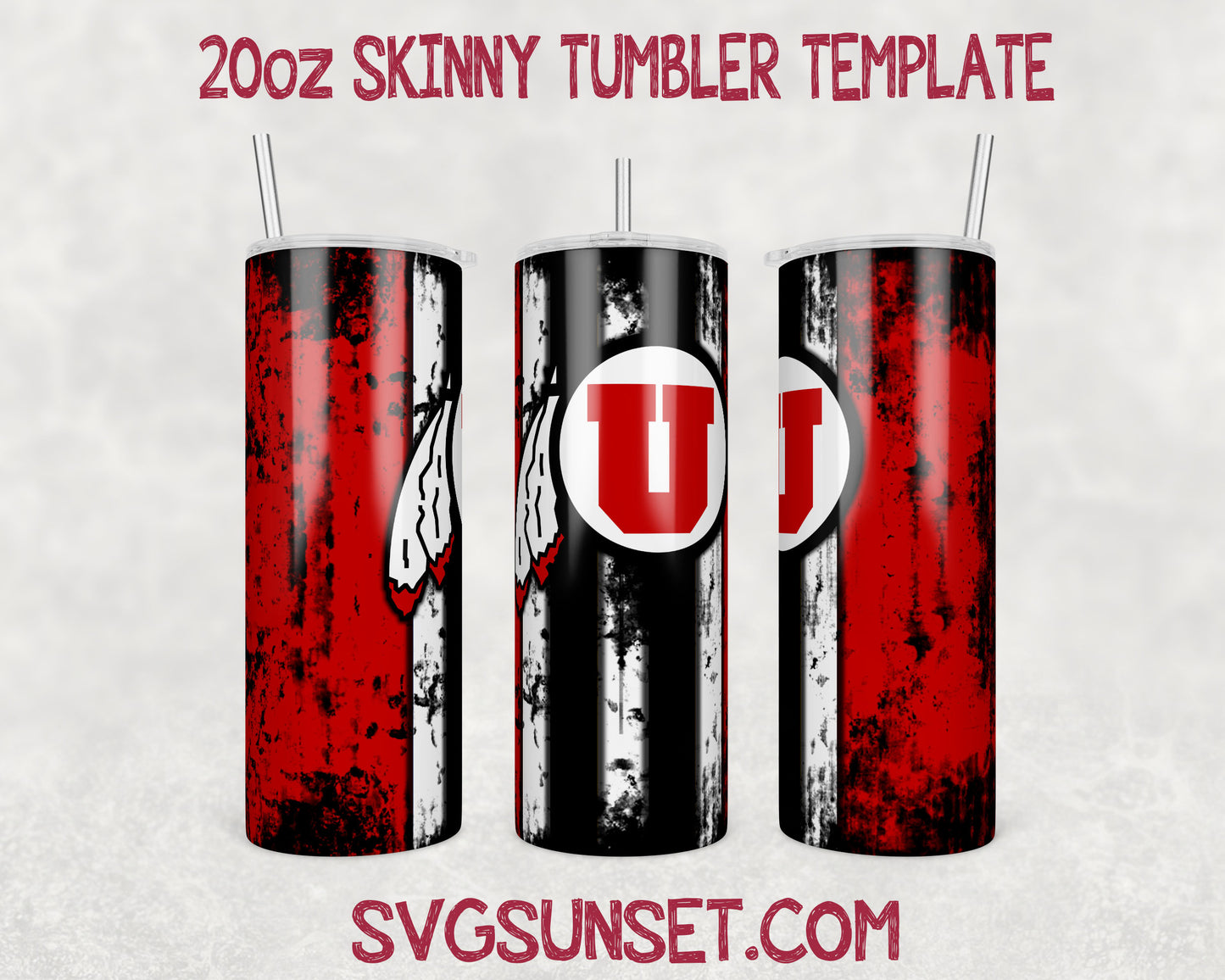 Utah Utes Grunge Tumbler Wrap PNG, Utah Utes Tumbler Wrap